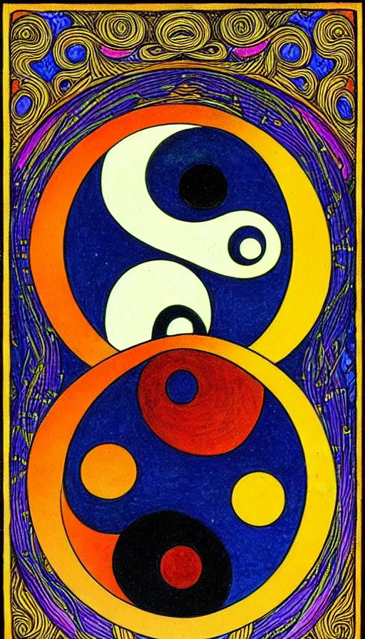 Image similar to Abstract representation of ying Yang concept, by Ivan Bilibin,