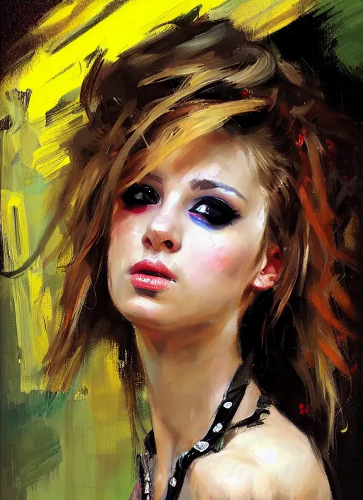 Prompt: a portrait of a pretty sewer punk young lady by andrew atroshenko