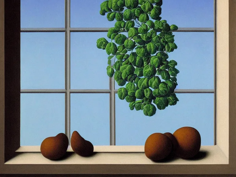 Image similar to window in the wall, painting by rene magritte, high detail, high resolution