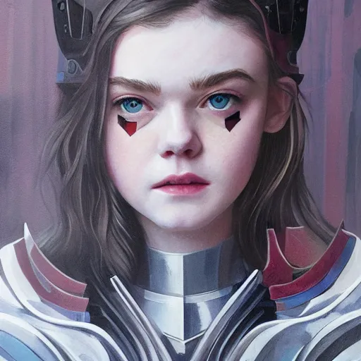 Image similar to Elle Fanning in Valkyrie armor picture by Sachin Teng, asymmetrical, dark vibes, Realistic Painting , Organic painting, Matte Painting, geometric shapes, hard edges, graffiti, street art:2 by Sachin Teng:4