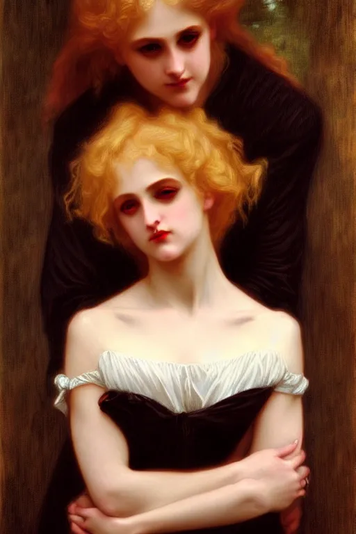 Image similar to victorian vampire blondes painting by rossetti bouguereau, detailed art, artstation