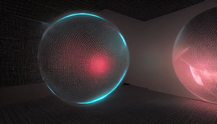 Image similar to glowing emissive particle simulation rendering, redshift, octane