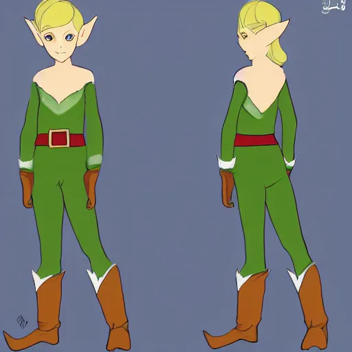 Image similar to an elf with short blonde hair, small ears and a flat jawline, character art, concept art