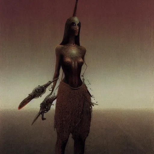 Prompt: warrior of Venus by Beksinski