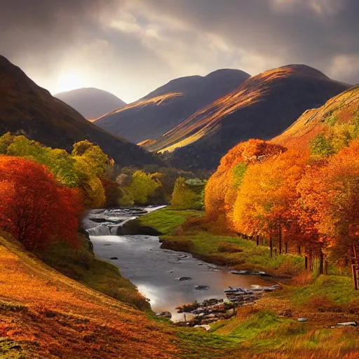 Image similar to beautiful autumnal scottish valley view by tyler edlin