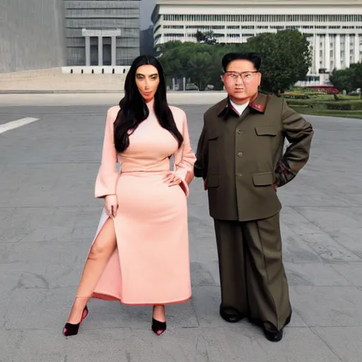 Image similar to Kim Kardashian posing for a picture in Pyongyang, 8k, ultra intricate, ultra detailed,