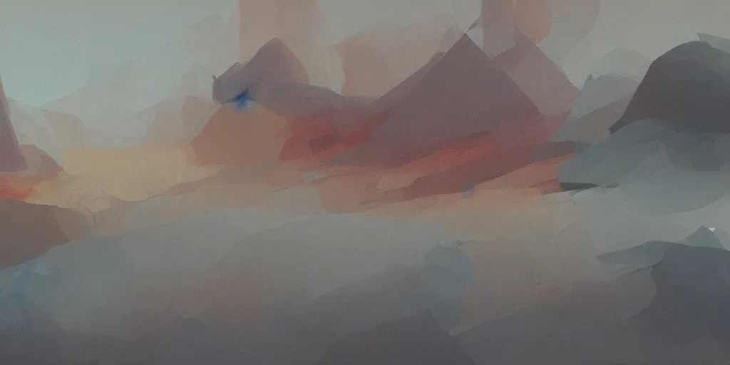 Image similar to abstract landscape painting at 11:00 by james jean and David Schnell, rendering, redshift, octane