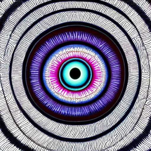 Prompt: an eye, plurality, in the style of alex grey