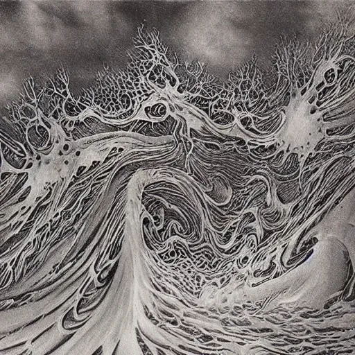 Prompt: fantasy art hyper realistic omnipotent created interesting bizarre lichtenberg tsunami fantastic art award winning best ultra detailed magnificent