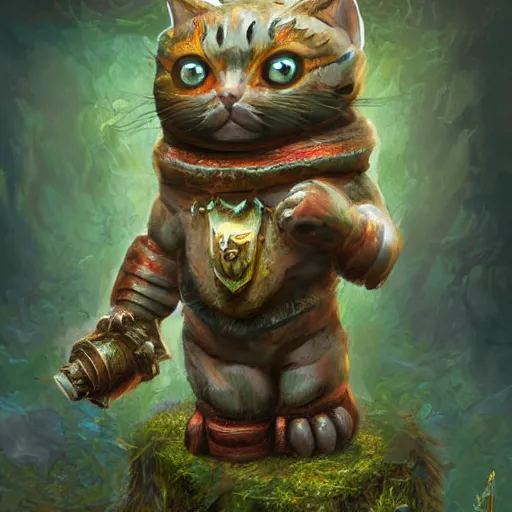 Prompt: rescue from the underworld, shadows of the past, The Mekanik Doll, chubby moss kitten, by jeff easley and Dylan Kowalski, highly detailed, digital painting, HDRI, by vivid colors, high contrast, 8k resolution, intricate, photorealistic, smooth