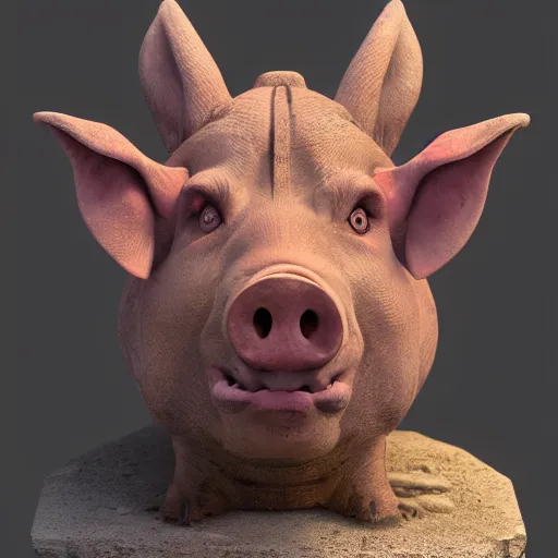 Prompt: An ancient pig, rendered by Antoine Verney-Carron and J. Lesaffre, trending on artstation, 4k, 8k, artstation 3d render, artstation 3d, artstation graphics, artstation lighting