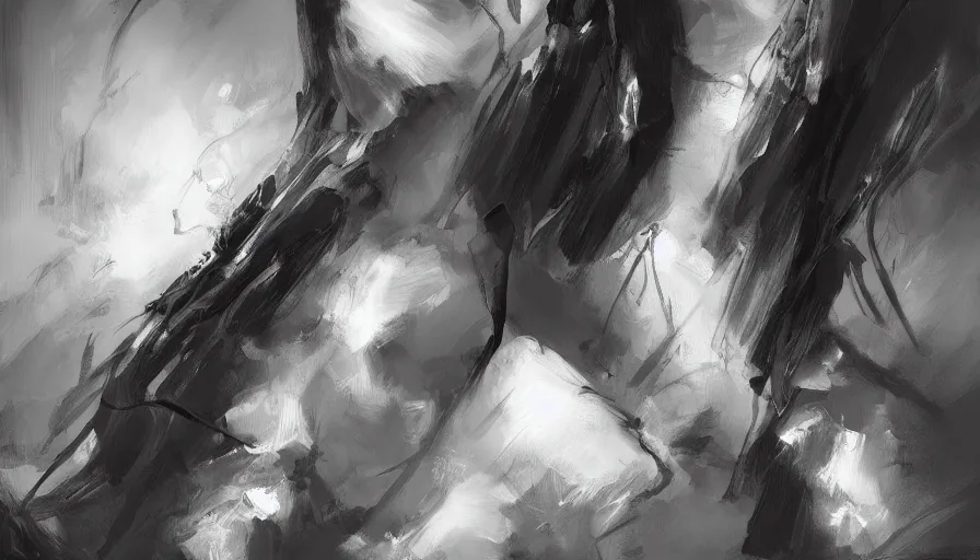 Image similar to enviroment thumbnail black and white, cgsociety, oil painting by jama jurabaev, extremely detailed, brush hard, artstation, high quality, brush stroke