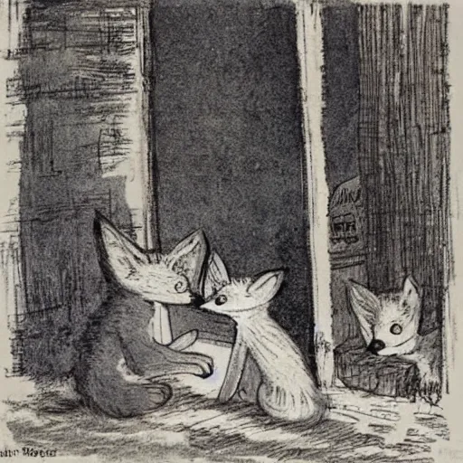 Image similar to story about a cute fox illustrated by Edward Ardizzone