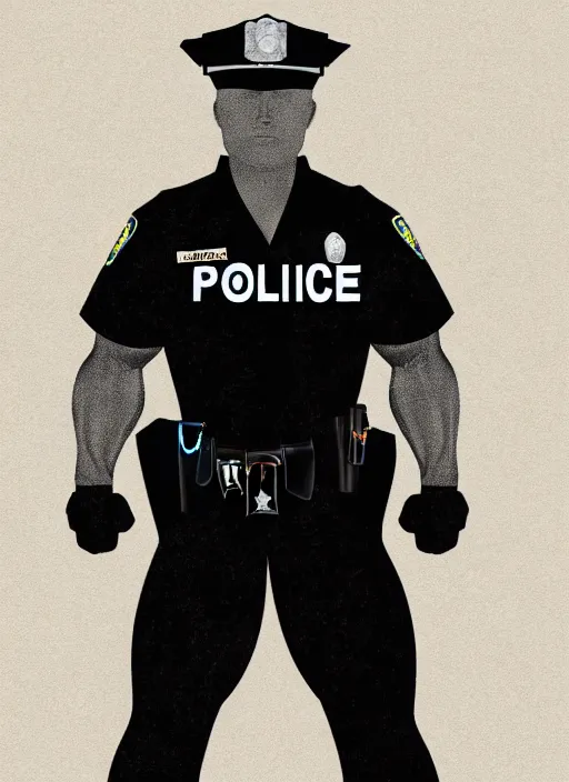 Image similar to police officer, strong, dominant, bulky, digital art