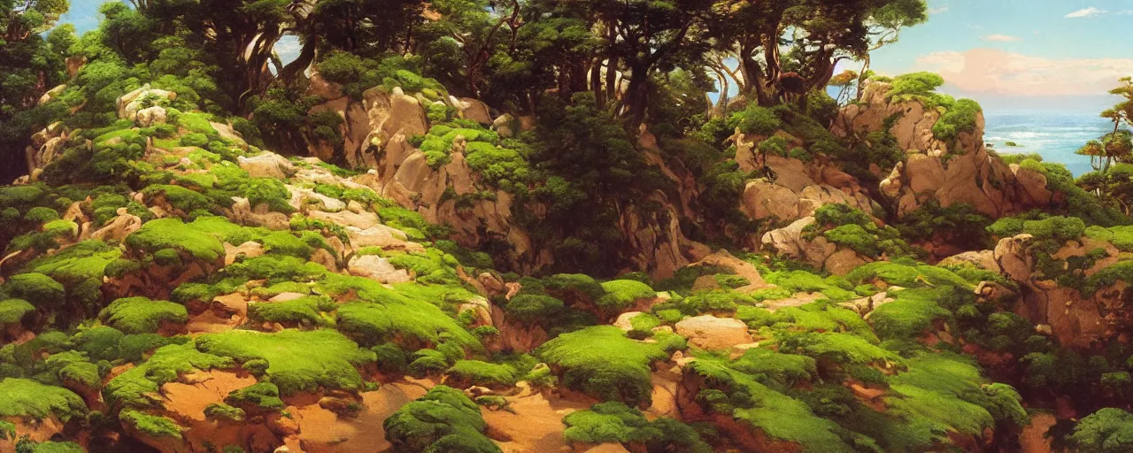 Prompt: disney illustrated background of a gorgeous breathtaking flowery rocky grassy field by eugene von guerard, ivan shishkin, john singer sargent