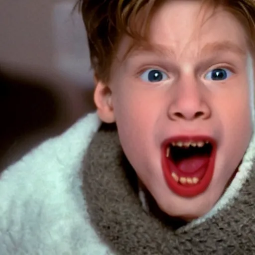 Image similar to Live Action Still of Jerma in Home Alone, real life, hyperrealistic, ultra realistic, realistic, highly detailed, epic, HD quality, 8k resolution, body and headshot, film still