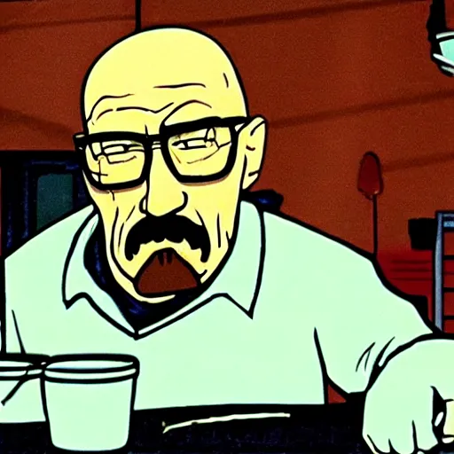 Image similar to walter white cooking meth in dexters laboratory