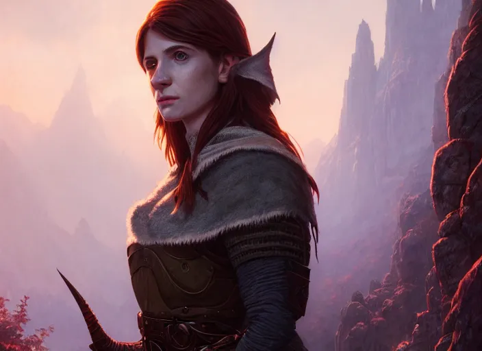 Image similar to highly detailed portrait of aya cash as an elf, in skyrim, stephen bliss, unreal engine, fantasy art by greg rutkowski, loish, rhads, ferdinand knab, makoto shinkai and lois van baarle, ilya kuvshinov, rossdraws, tom bagshaw, global illumination, radiant light, detailed and intricate environment