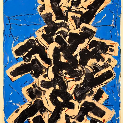 Image similar to painting of vengeance, by georg baselitz