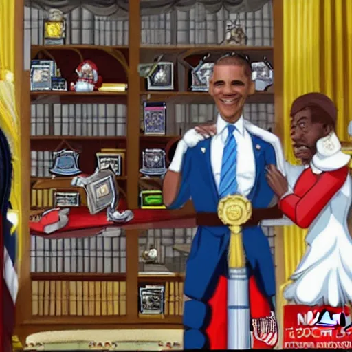 Prompt: obama gives mario the medal of honor