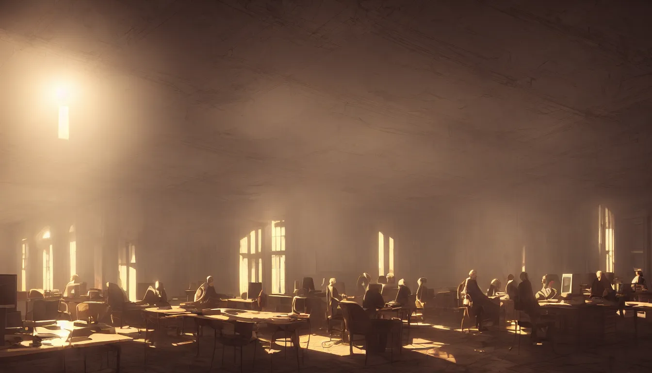 Image similar to a victorian internet cafe, volumetric light, morning light, cinematic photo, epic scene