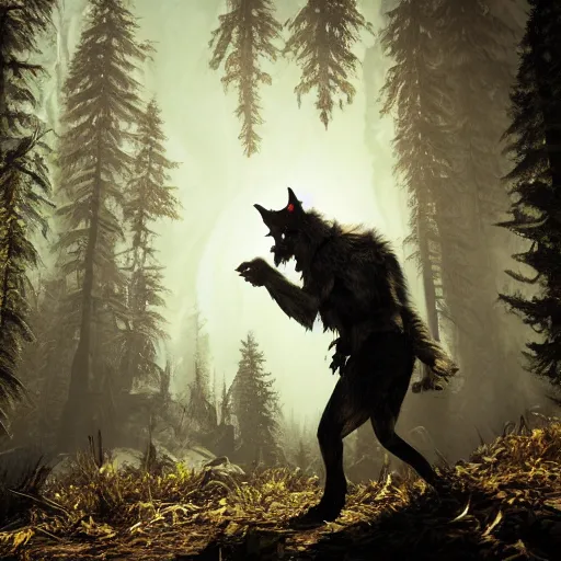 Image similar to werewolf from van helsing unreal engine hyperreallistic render 8k character concept art forest masterpiece