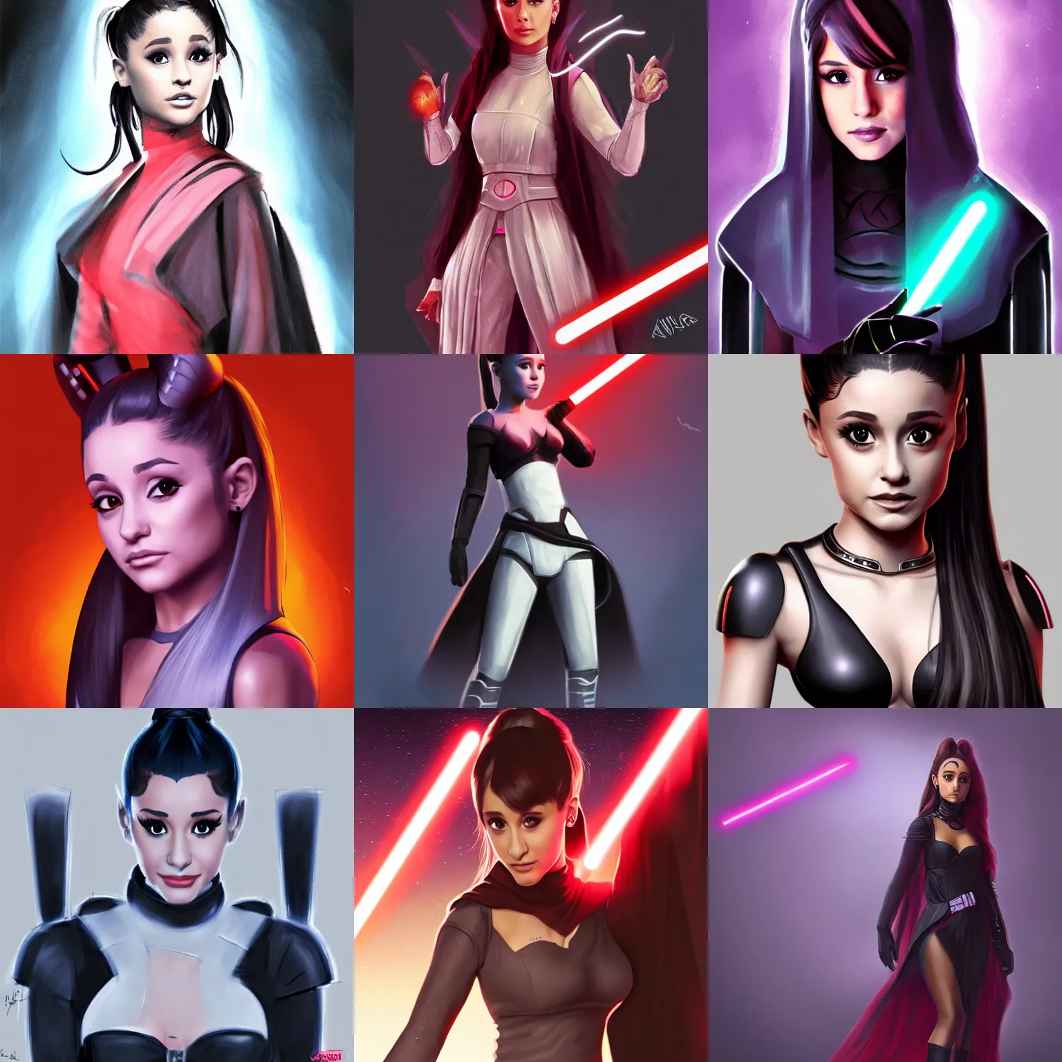 Prompt: Ariana Grande as a Sith, Star Wars concept art, artstation,