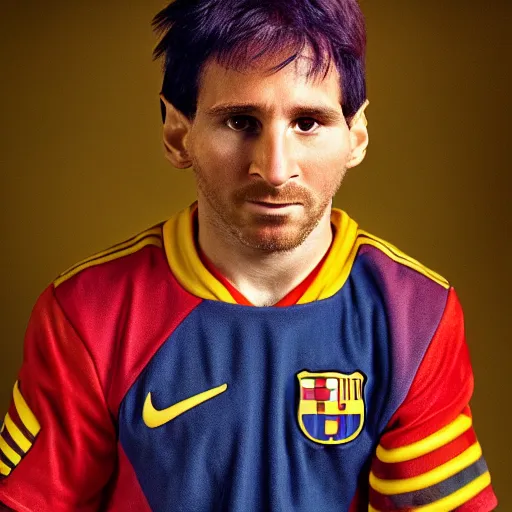 Image similar to closeup portrait of Lionel Messi dressed as toad, Nintendo, by Steve McCurry and David Lazar, natural light, detailed face, CANON Eos C300, ƒ1.8, 35mm, 8K, medium-format print