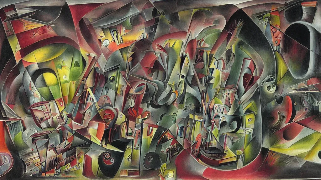 Image similar to A Vision of Interdimensional Transport, by Roberto Matta