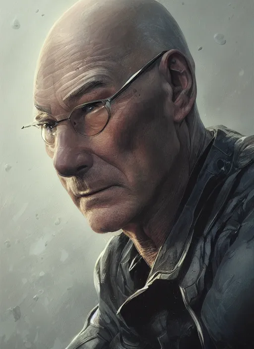 Image similar to Portrait of Patrick Stewart, marvel comics, dark, intricate, highly detailed, smooth, artstation, digital illustration by Ruan Jia and Mandy Jurgens and Artgerm and Wayne Barlowe and Greg Rutkowski and Frank Frazetta