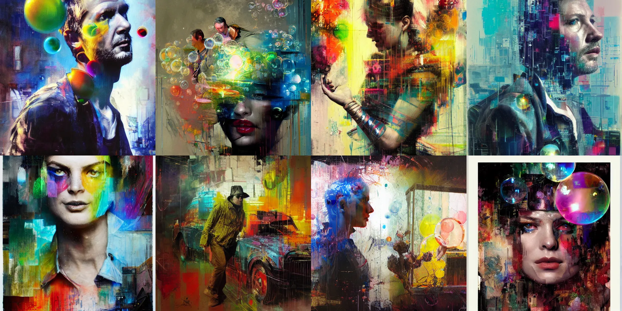 Prompt: scot hall, ( hallucinating colorful soap bubbles ), by jeremy mann, by sandrax chevrier, by dave mckean and richard avedon and maciej kuciara, high detailed, 8 k