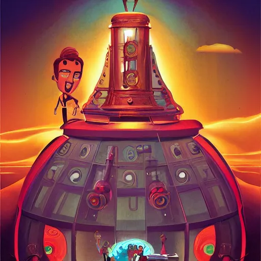 Prompt: The Time machine , movie poster, artwork by Cory Loftis