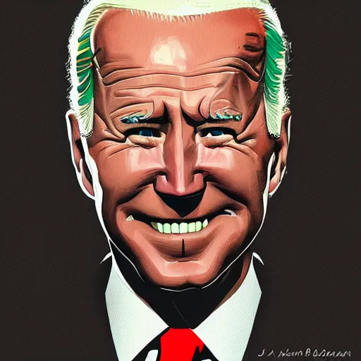 Image similar to concept art of joe biden by jama jurabaev, brush hard, artstation, high quality, brush stroke