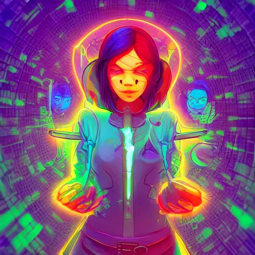 Image similar to skill magic geek inside matrix deepdream radiating a glowing aura stuff loot legends stylized digital illustration video game icon artstation lois van baarle, ilya kuvshinov, rossdraws,