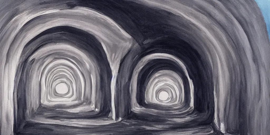 Image similar to detailed painting of a neverending tunnel