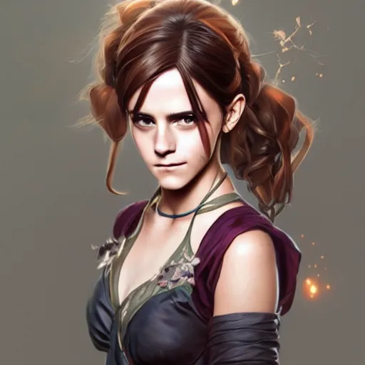 Image similar to ultra realistic illustration, emma watson as jinx from arcane anime, intricate, elegant, highly detailed, digital painting, artstation, concept art, smooth, sharp focus, illustration, art by artgerm and greg rutkowski and alphonse mucha and wlop