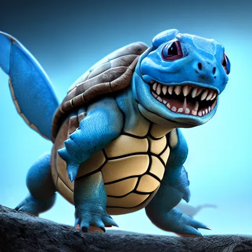 Image similar to photography of a realistic wartortle animal, ultra detailed, 8 k, cinematic lighting, natural background, trending on artstation, pokemon