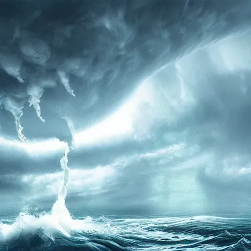 Image similar to “ tornado in the ocean detailed realistic 8 k resolution concept art ”