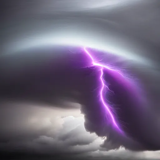 Image similar to amazing photo of a purple clouds in the shape of a tornado, digital art, by marc adamus, beautiful dramatic lighting