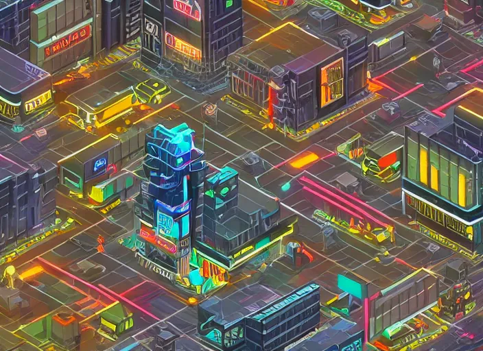 Isometric Cyberpunk City Wallpaper by patrika