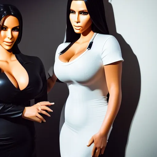 Image similar to johnny cash hugging kim kardashian, kim wearing a skintight nurse outfit, real photo, photoshooting, studio light, hospital background, intricate, epic lighting, cinematic composition, hyper realistic, 8k resolution, unreal engine 5