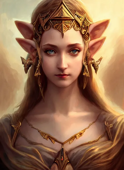 Image similar to beautiful one face portrait of a seductive princess zelda, dark fantasy esoteric, closeup, d & d, fantasy, intricate, elegant, highly detailed, digital painting, artstation, concept art, matte, sharp focus, illustration, art by artgerm and tom bagshaw and greg rutkowski and alphonse mucha
