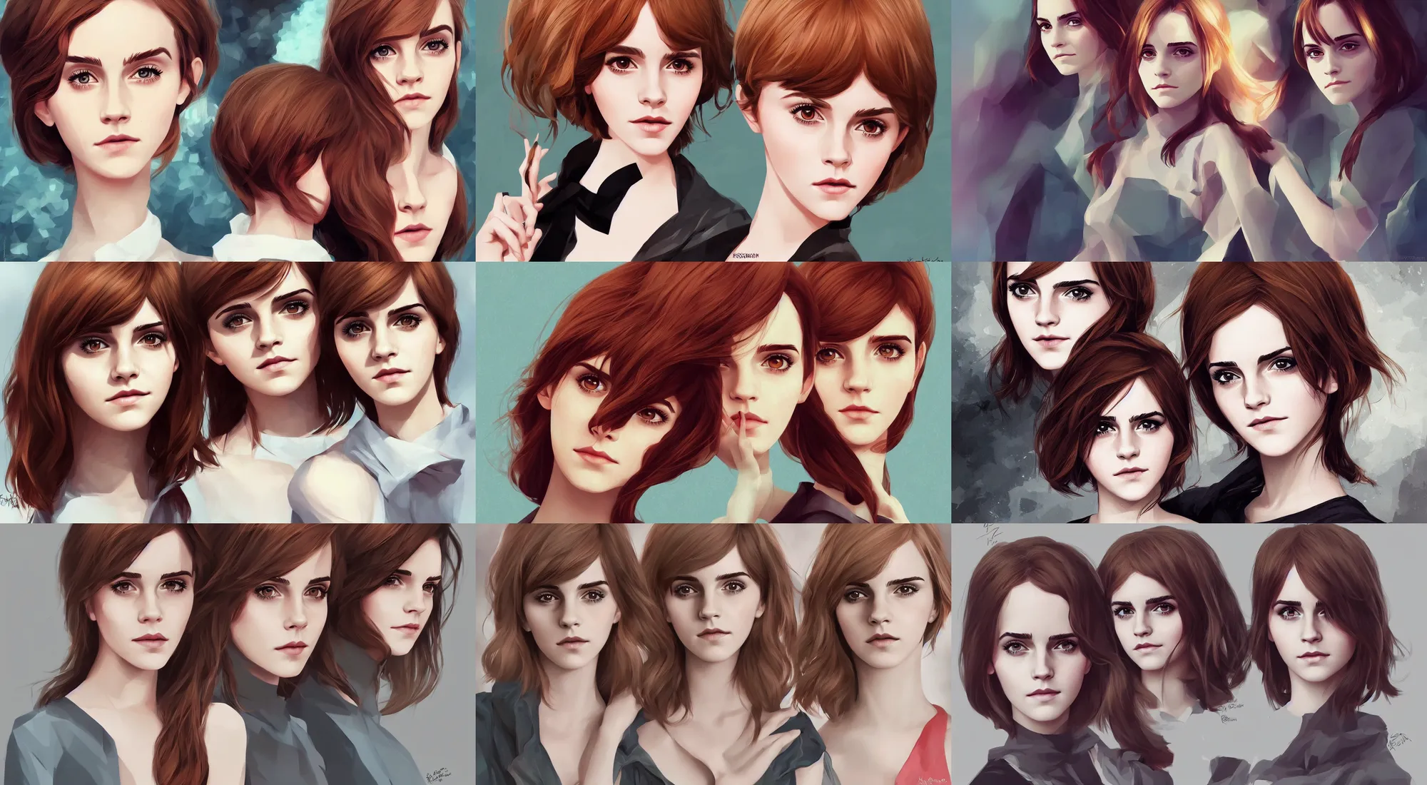 Prompt: mix of emma watson and christina hendricks, ilya kuvshinov, rossdraw