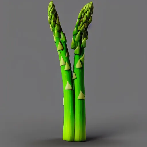 Prompt: a 3 d portrait of a handsome asparagus character from the movie sausage party. cinema 4 d, maxon one, ue 5, very high aperture, subsurface scattering, volumetric lighting, perfect lighting, focus on face.