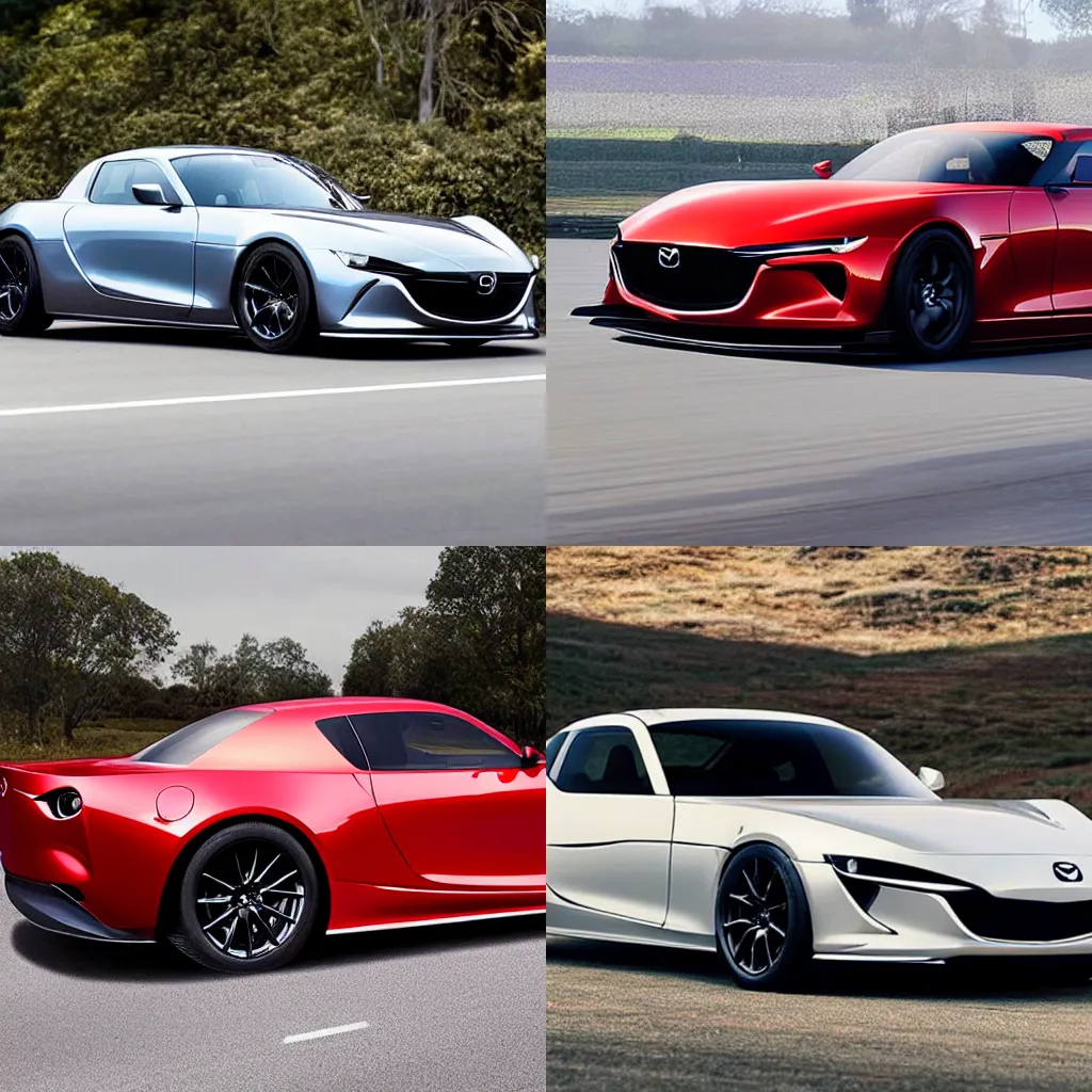 Prompt: Mazda RX-7 if it were manufactured in the 2022 production year, 2022 Mazda RX-7, wide angle exterior 2022