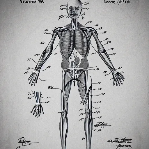 Image similar to anatomy of a human, drawing for a patent