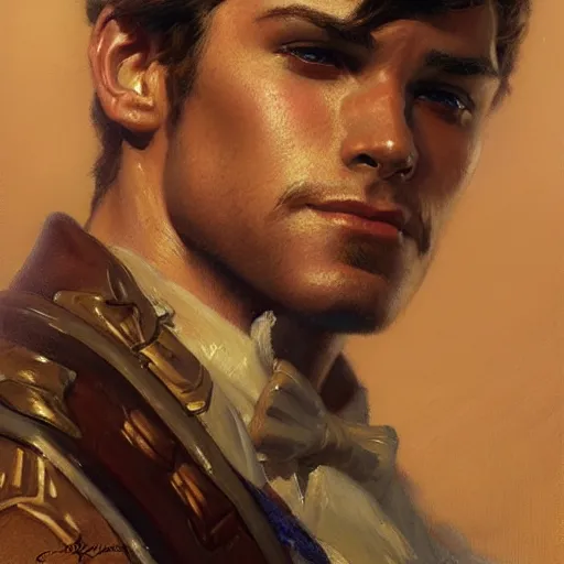 Prompt: attractive male, character design. highly detailed painting by gaston bussiere, craig mullins, j. c. leyendecker 8 k