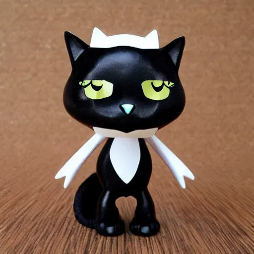 Prompt: Anthro black cat in a shirt, vinyl toy figure