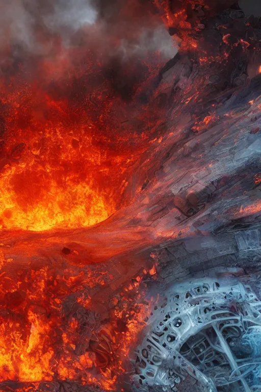 Prompt: intricate color photo of burning pits of hell, boris johnson is the devil 8 k octane beautifully detailed render