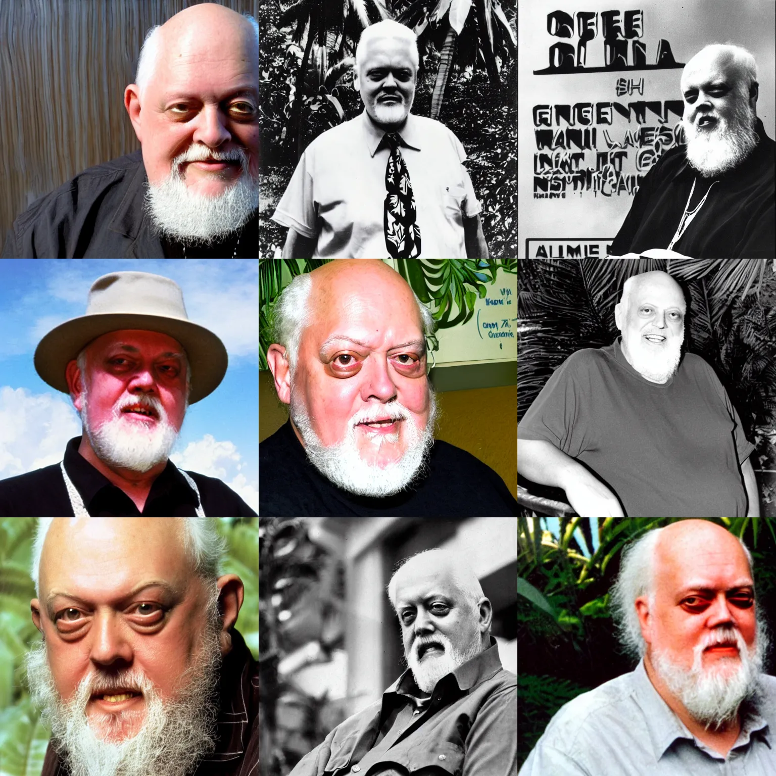 Prompt: robert anton wilson in hawaii